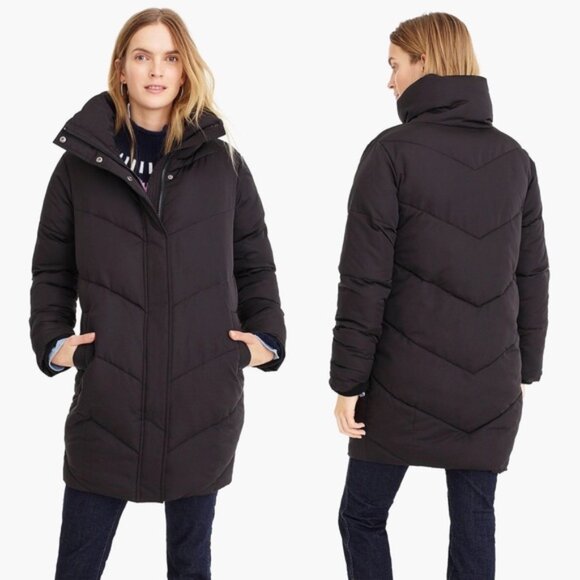 Universal Standard x J. Crew Women’s Chevron Puffer Coat in Black sz 3X - Picture 1 of 15